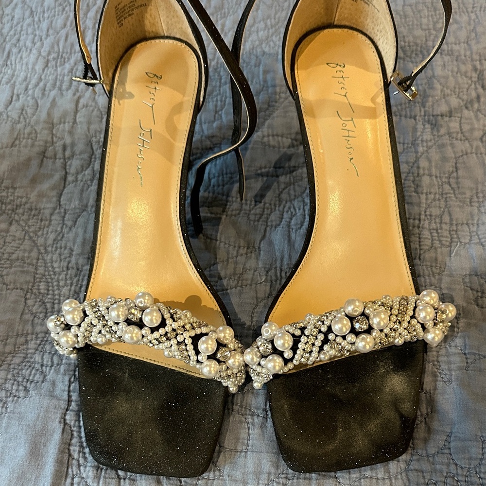Betsey Johnson Black Pearl Embellished Heels